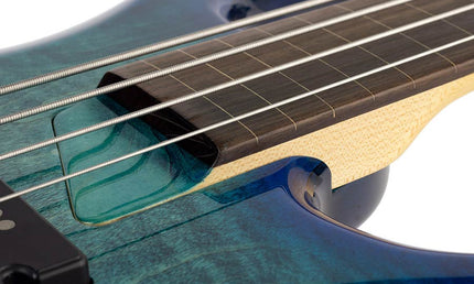 fretless alder + solid maple 4-string bass guitar transparent blue