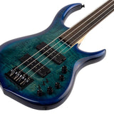 Sire Basses - M7+ A4f/tbl - Fretless Alder + Solid Maple 4-String Bass Guitar – Transparent Blue