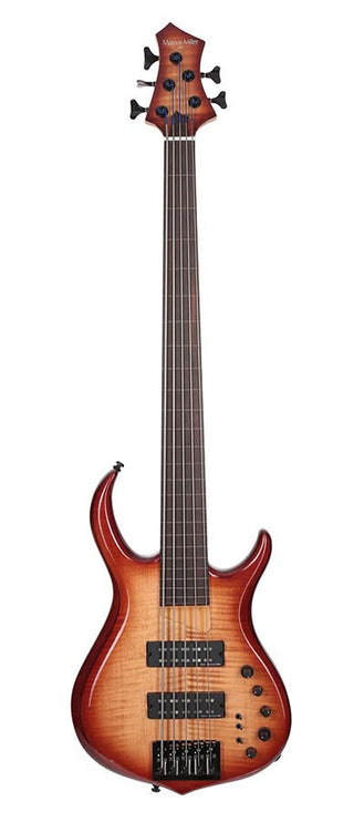 fretless alder + solid maple 5-string bass guitar brown