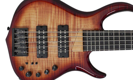 fretless alder + solid maple 5-string bass guitar brown