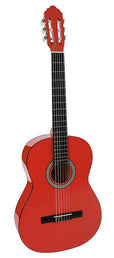 classic guitar full scale, linden back and sides, nickel frets, trussrod, gloss red finish