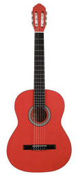 classic guitar full scale, linden back and sides, nickel frets, trussrod, gloss red finish