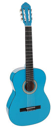 classic guitar full scale, linden back and sides, nickel frets, trussrod, gloss blue finish