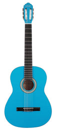 classic guitar full scale, linden back and sides, nickel frets, trussrod, gloss blue finish