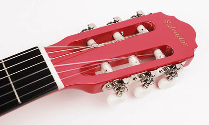 classic guitar full scale, linden back and sides, nickel frets, trussrod, gloss pink finish