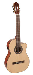 classic guitar, spruce top, sapele b&s, Savarez strings, satin finish, with cutaway and EQ