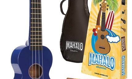 soprano ukulele pack, blue, with essentials accessory pack