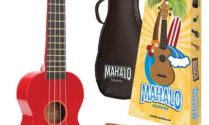 soprano ukulele pack, red, with essentials accessory pack