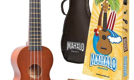 soprano ukulele pack, brown, with essentials accessory pack