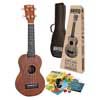 soprano ukulele pack, transparent brown, with essentials accessory pack