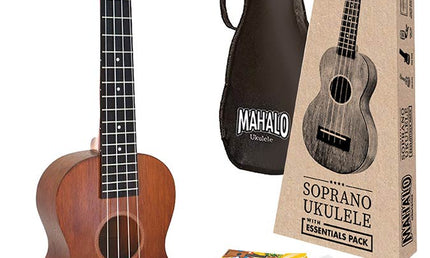 concert ukulele pack, transparent brown, with essentials accessory pack