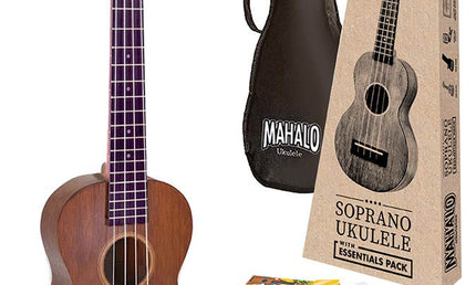 tenor ukulele pack, transparent brown, with essentials accessory pack