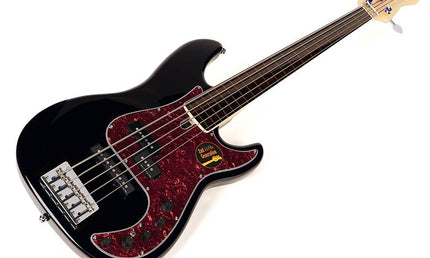 fretless alder 5-string active bass guitar black