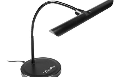 piano LED lamp, adjustable brightness, warm white, black housing, incl. PSU