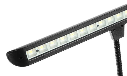 piano LED lamp, adjustable brightness, warm white, black housing, incl. PSU