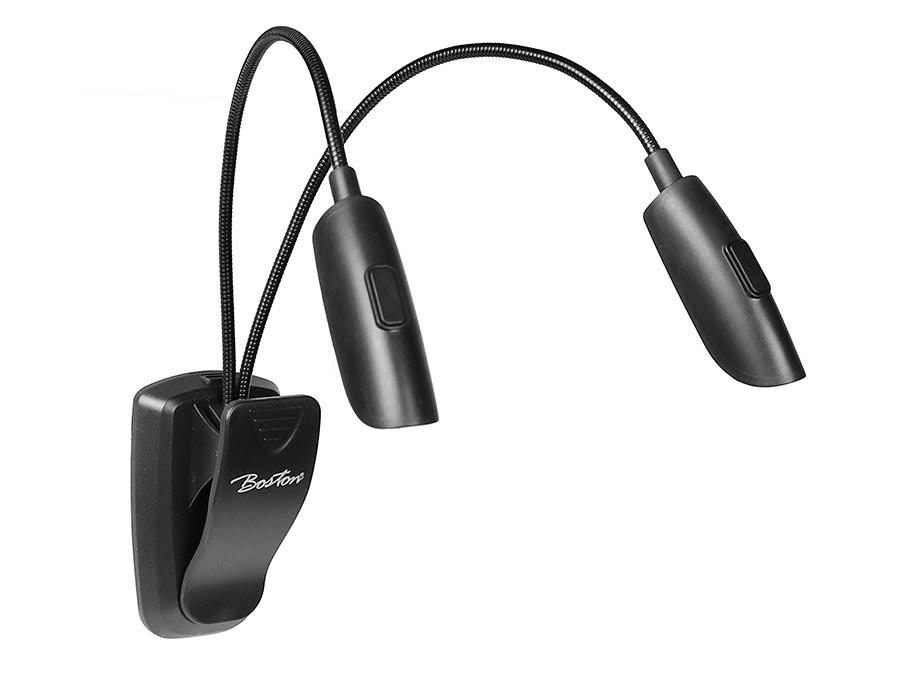 Boston - MSL-606 - Music Stand Light Fixture With 2x 3 Leds, With Adjustable Brightness, 3xaaa 1.5v Included
