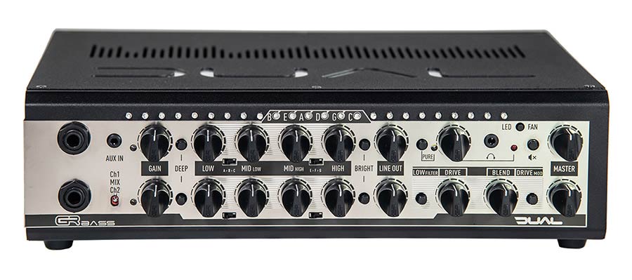 class D 2 channel bass amplifier, 1400w 3.55kg, black