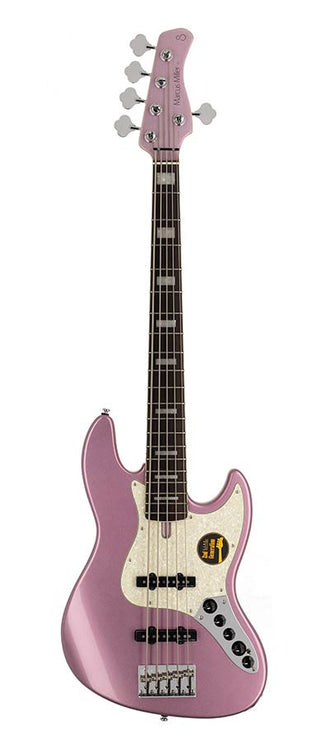 alder 5-string active bass guitar burgundy mist