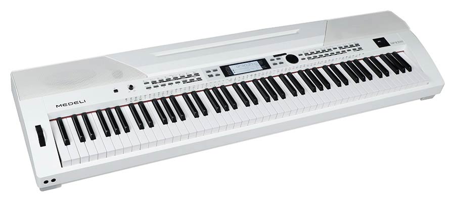 digital stage piano with accompaniment, 88 keys hammer action (K6), 2 x 20 watt - white