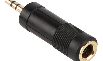 adaptor, 6,3mm jack female stereo, 3,5mm jack male stereo, gold