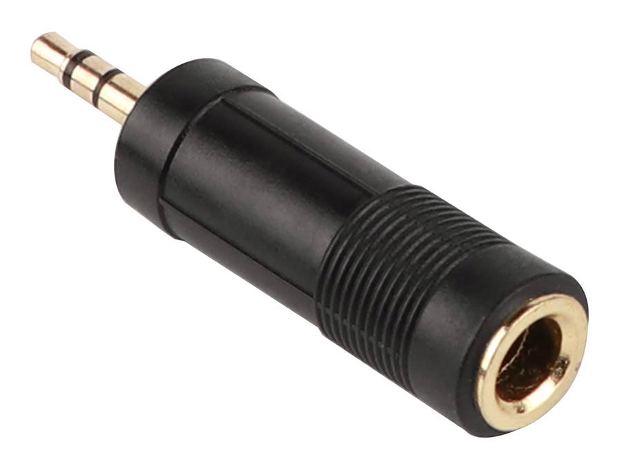 adaptor, 6,3mm jack female stereo, 3,5mm jack male stereo, gold