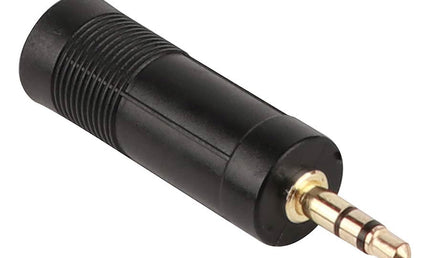 adaptor, 6,3mm jack female stereo, 3,5mm jack male stereo, gold