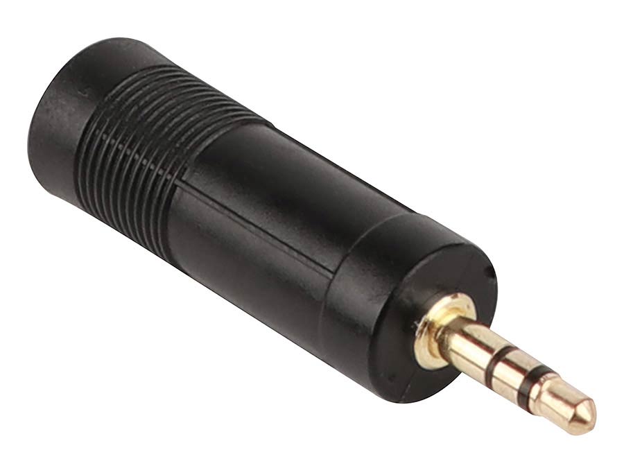 adaptor, 6,3mm jack female stereo, 3,5mm jack male stereo, gold