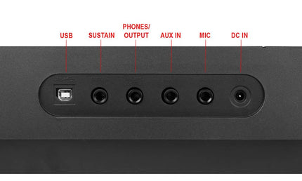 keyboard, 61 touch sensitive keys, 2 x 2,5 watt