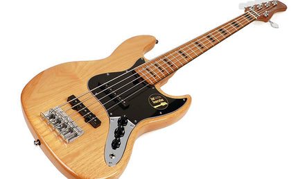 alder 5-string passive bass guitar natural