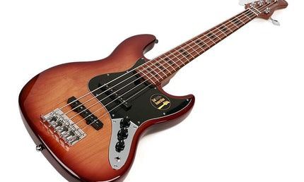 alder 5-string passive bass guitar tobacco sunburst