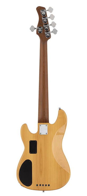 alder with flamed maple top 5-string bass guitar, natural