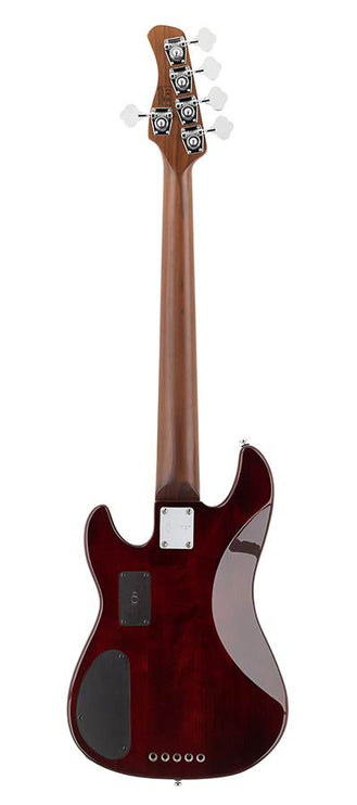 alder with flamed maple top 5-string bass guitar, tobacco sunburst