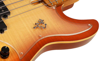 alder with flamed maple top 5-string bass guitar, tobacco sunburst