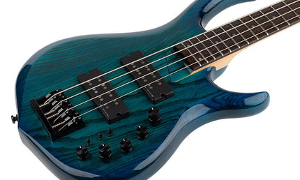 swamp ash 4-string active bass guitar transparent blue