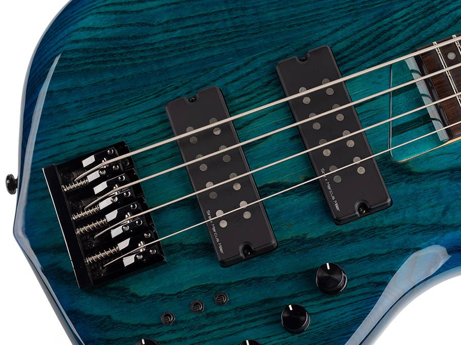 Sire Basses - M5+ S4/tbl - Swamp Ash 4-String Active Bass Guitar – Transparent Blue