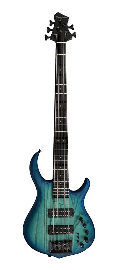 Sire Basses - M5+ S5/TBL - swamp ash 5-string active bass guitar transparent blue – Transparent Blue