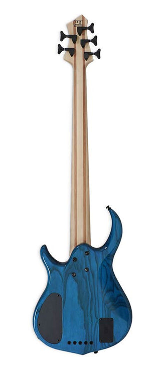 swamp ash 5-string active bass guitar transparent blue