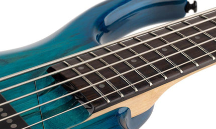 swamp ash 5-string active bass guitar transparent blue