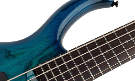 swamp ash 5-string active bass guitar transparent blue