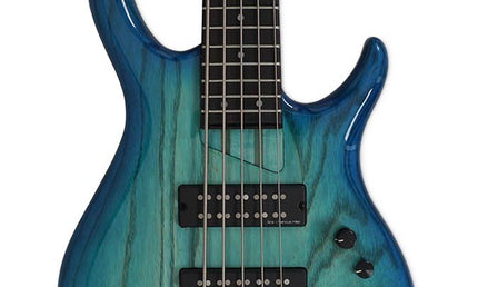 swamp ash 5-string active bass guitar transparent blue