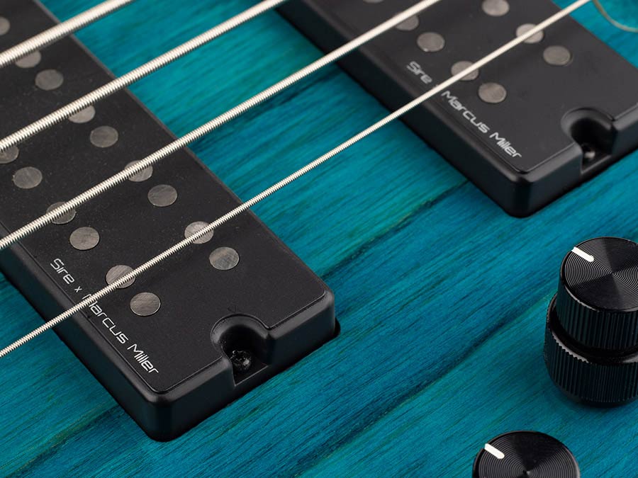 Sire Basses - M5+ S5/tbl - Swamp Ash 5-String Active Bass Guitar – Transparent Blue