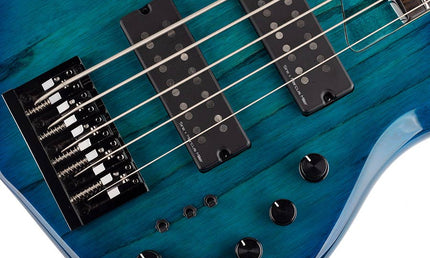 swamp ash 5-string active bass guitar transparent blue