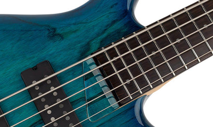 swamp ash 5-string active bass guitar transparent blue