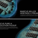 Sire Basses - M7+ A6/tbl - Alder + Solid Maple 6-String Bass Guitar – Transparent Blue