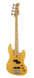 alder with flamed maple top 4- string short scale passive bass guitar natural