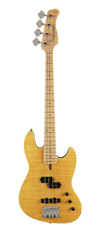 alder with flamed maple top 4- string short scale passive bass guitar natural