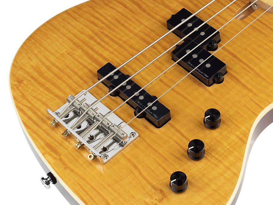 Sire Basses - U5 A4/nt - Alder with Flamed Maple Top 4- String Short Scale Passive Bass Guitar – Natural