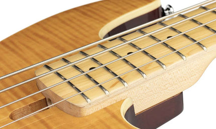 alder with flamed maple top 4- string short scale passive bass guitar natural