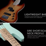 Sire Basses - U5 A4/nt - Alder with Flamed Maple Top 4- String Short Scale Passive Bass Guitar – Natural