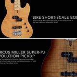 Sire Basses - U5 A4/nt - Alder with Flamed Maple Top 4- String Short Scale Passive Bass Guitar – Natural